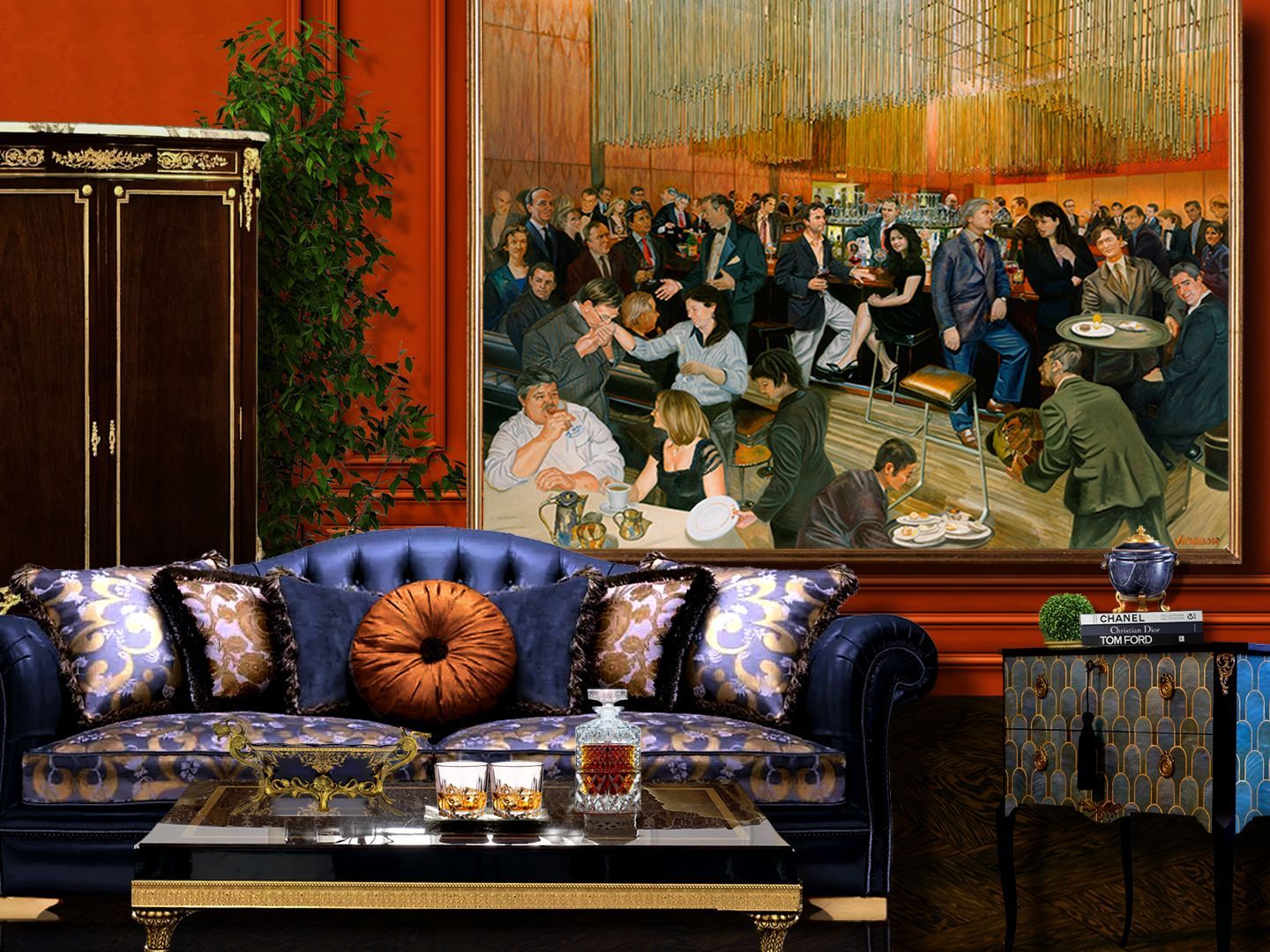 Bar At The Four Seasons |  Figurative Oil Painting In Situ