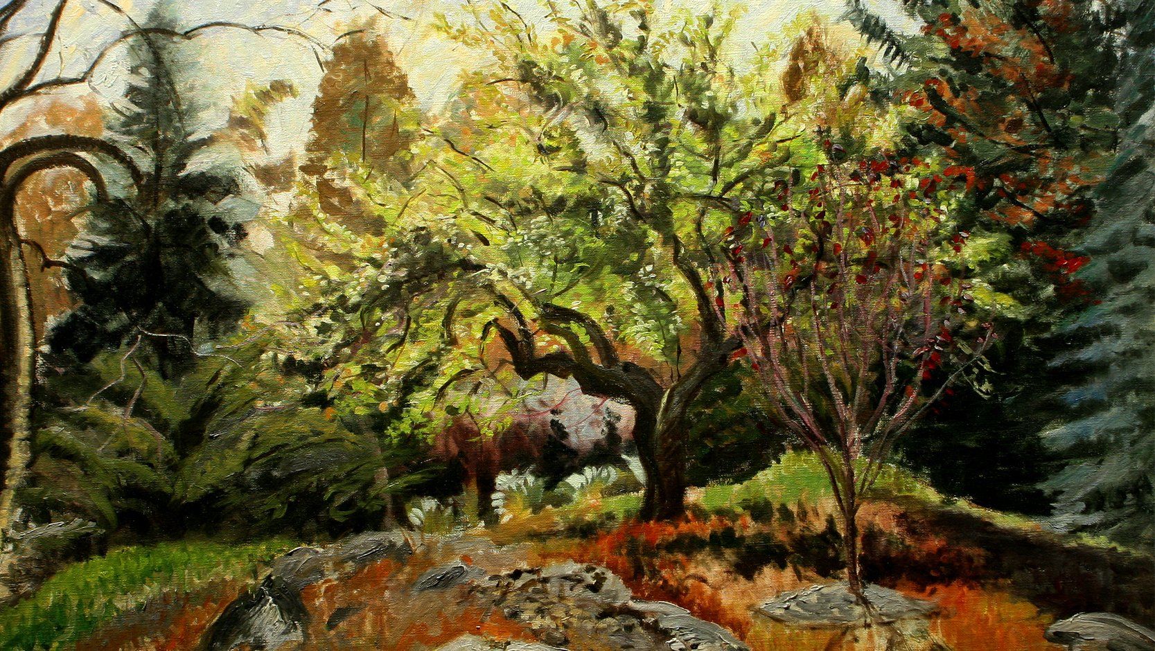 J. Varriano, American Artist Landscape Oil Painting: Apple Blossom