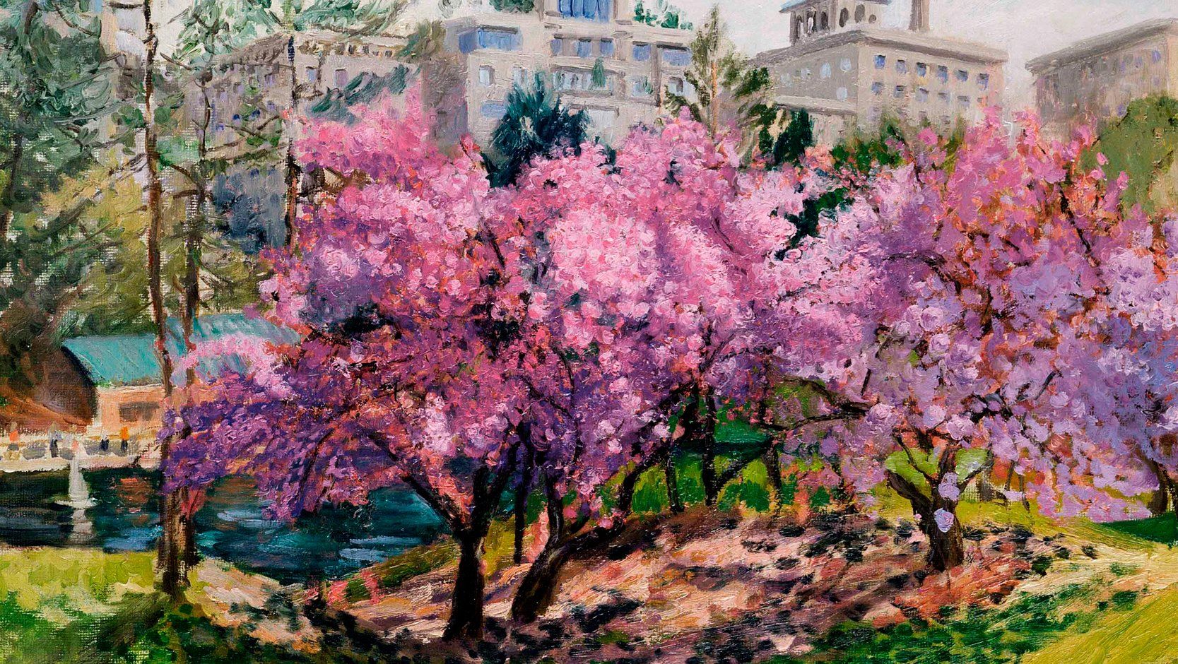 John Varriano American Artist Landscape Oil Painting:  Central Park Spring