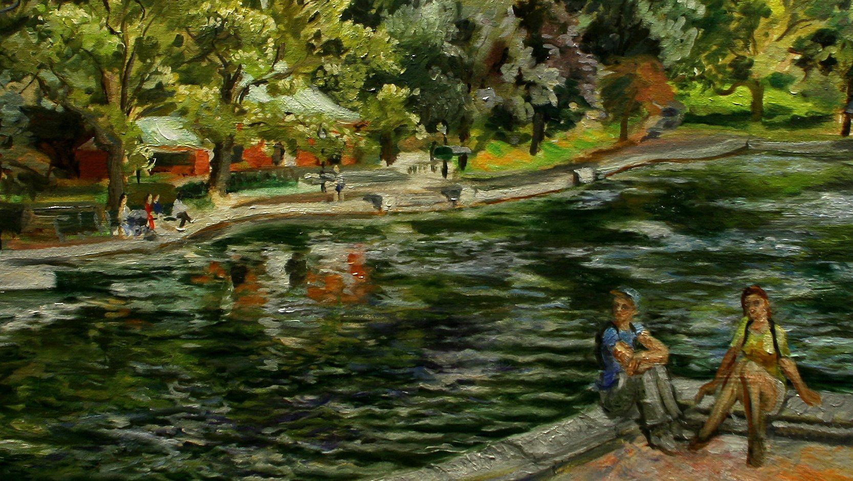 J. Varriano, American Artist Landscape Oil Painting:  Central Park Summer