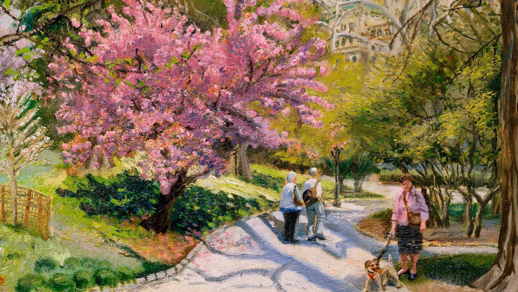 J. Varriano, American Artist Landscape Oil Painting: Cherry Blossom