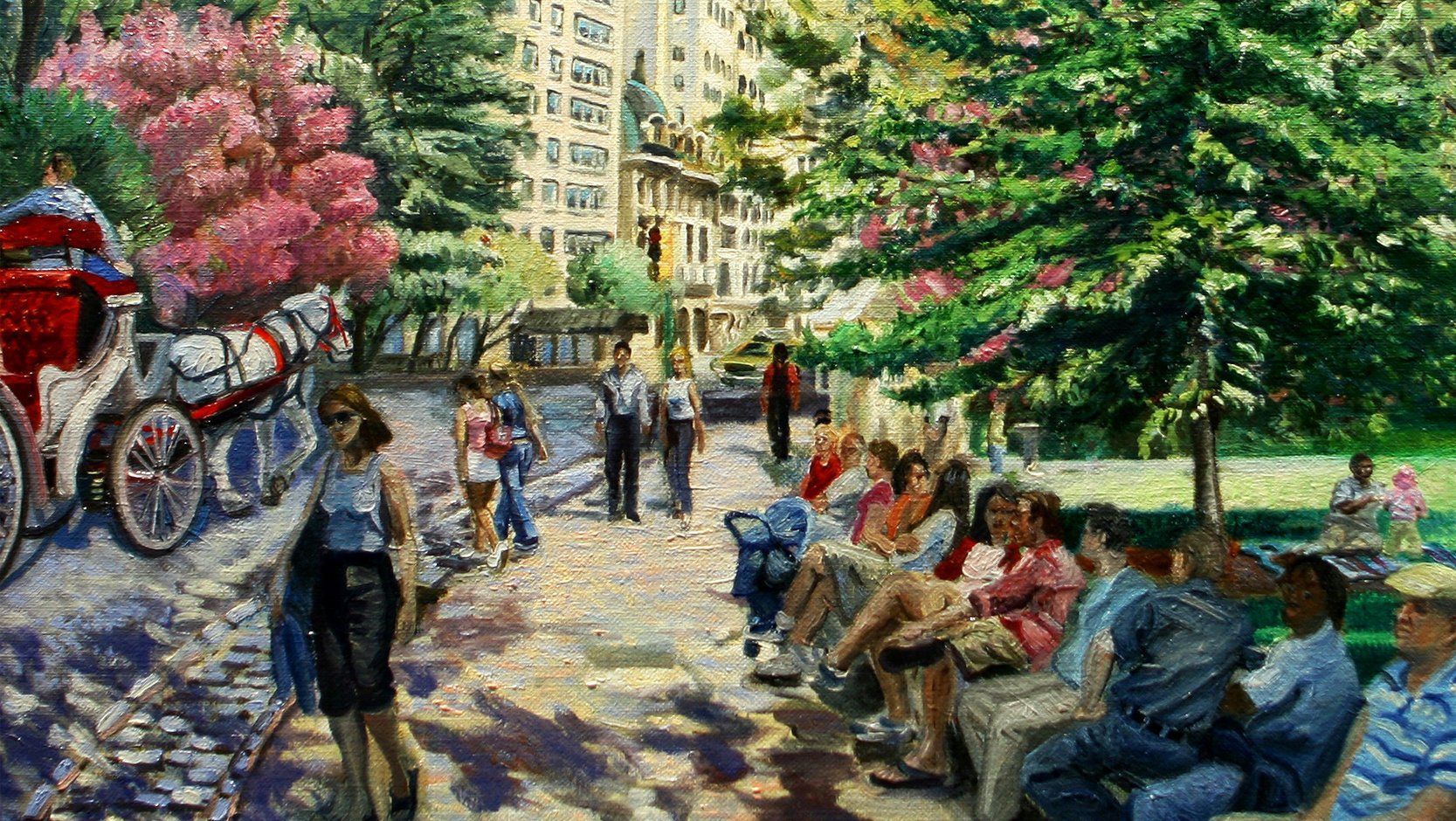 J. Varriano, American Artist Landscape Oil Painting: Park Bench