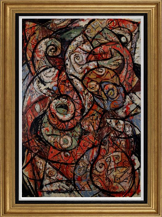 John Varriano Abstract Oil Painting: Cave Painting # 5