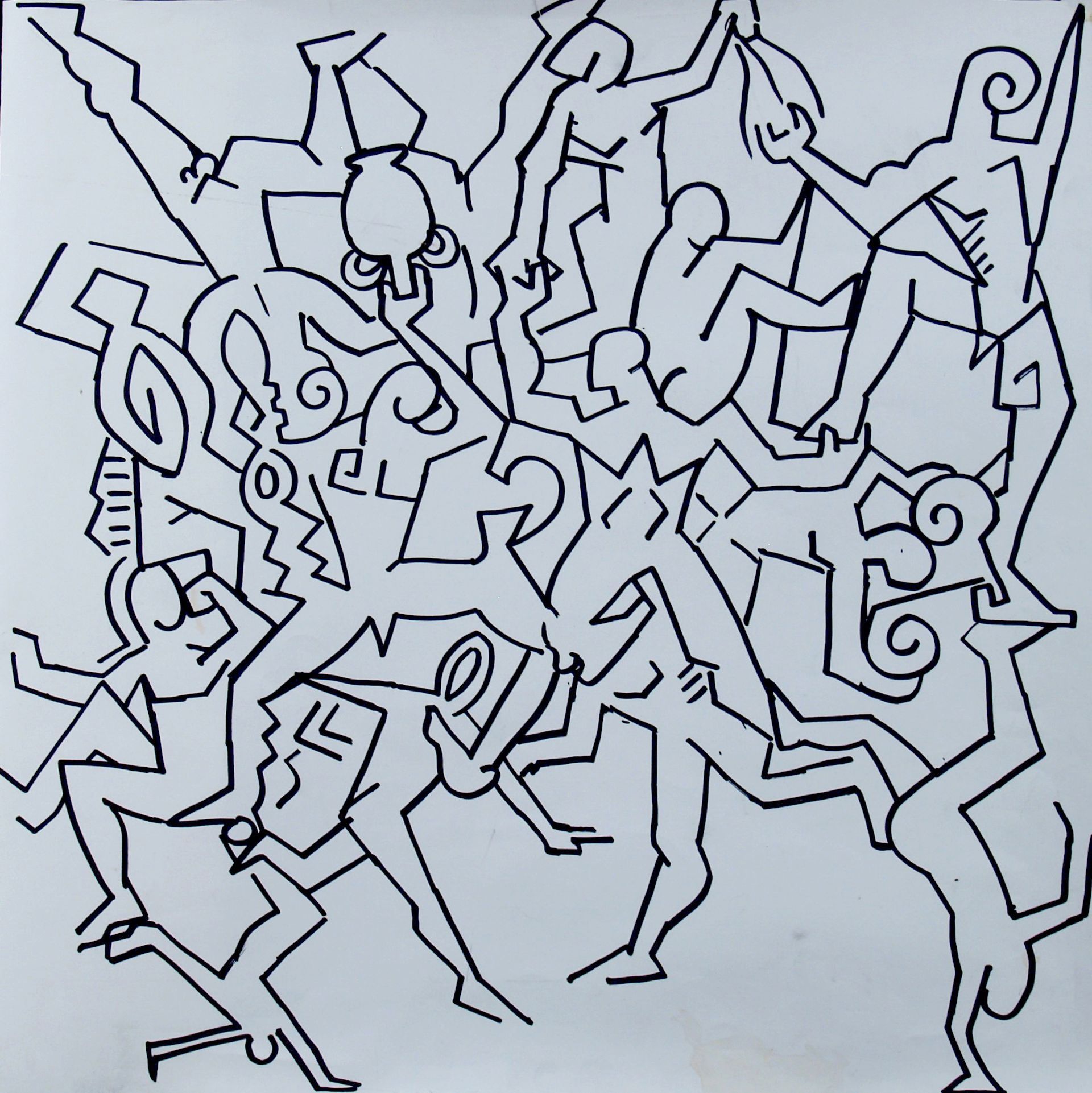 Tribal Dance | Abstract Drawing Ink on Paper by John Varriano