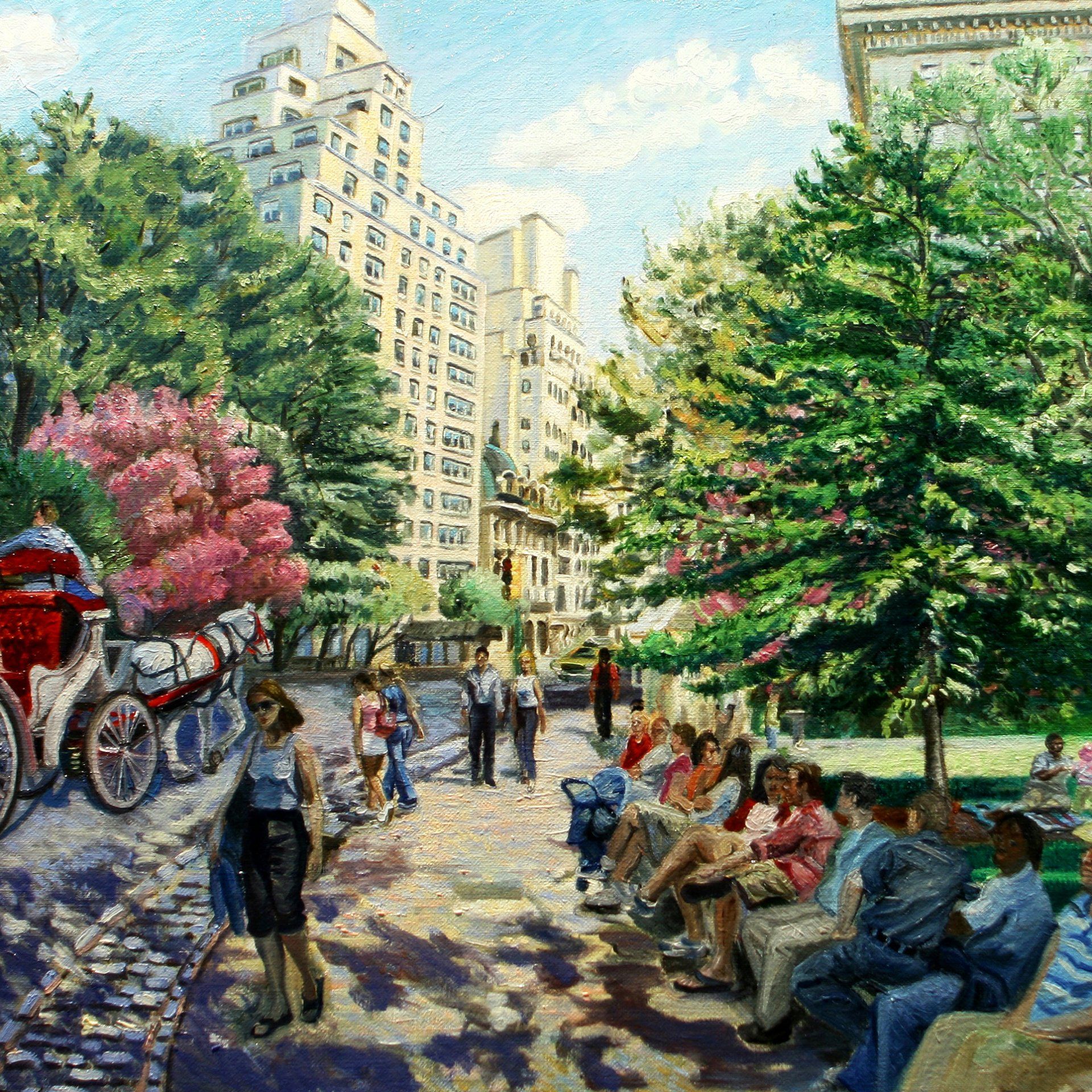 John Varriano Landscape Oil Painting: Park Bench