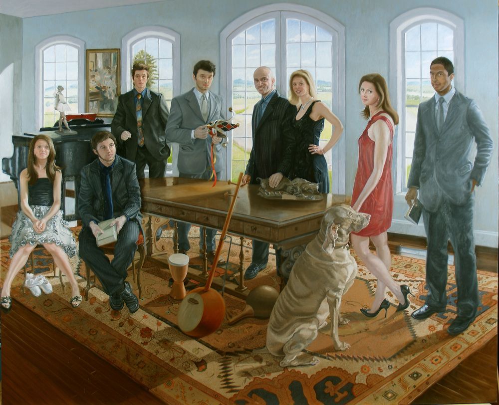 the cappuccino family | figurative oil painting by John Varriano