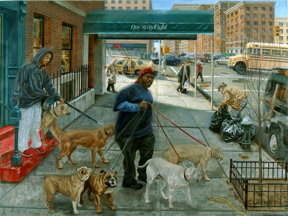The Dog Walkers | Figurative Oil Painting by John Varriano
