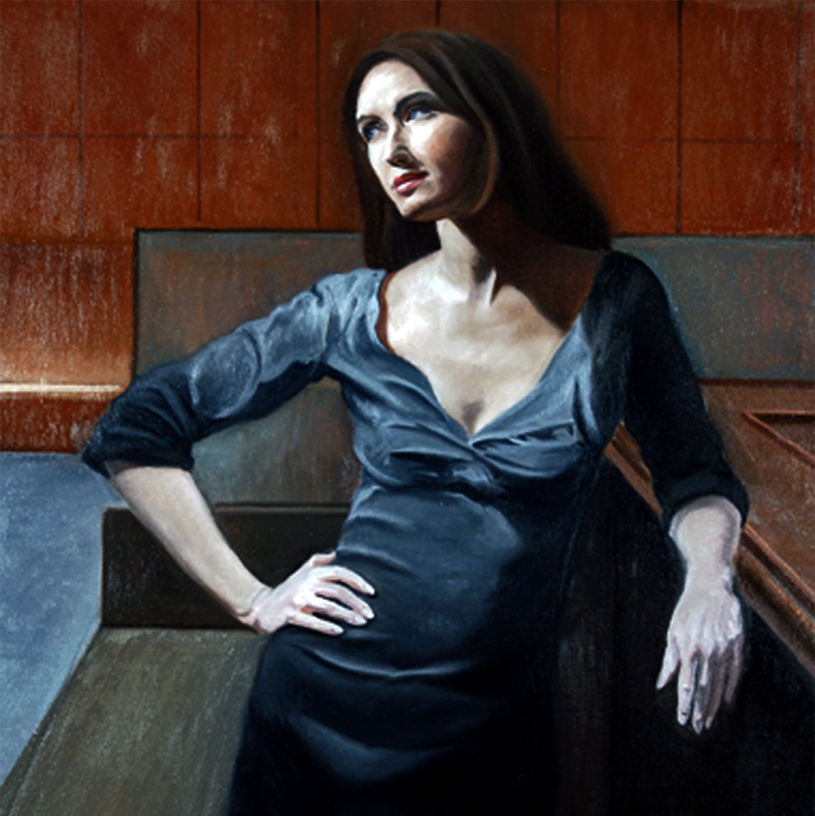 Woman at the Bar|  Figurative Oil Painting In Situ