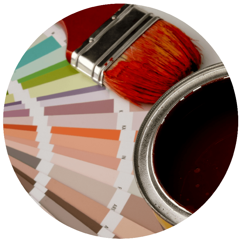Color swatches and brushes for DIY projects, big or small.