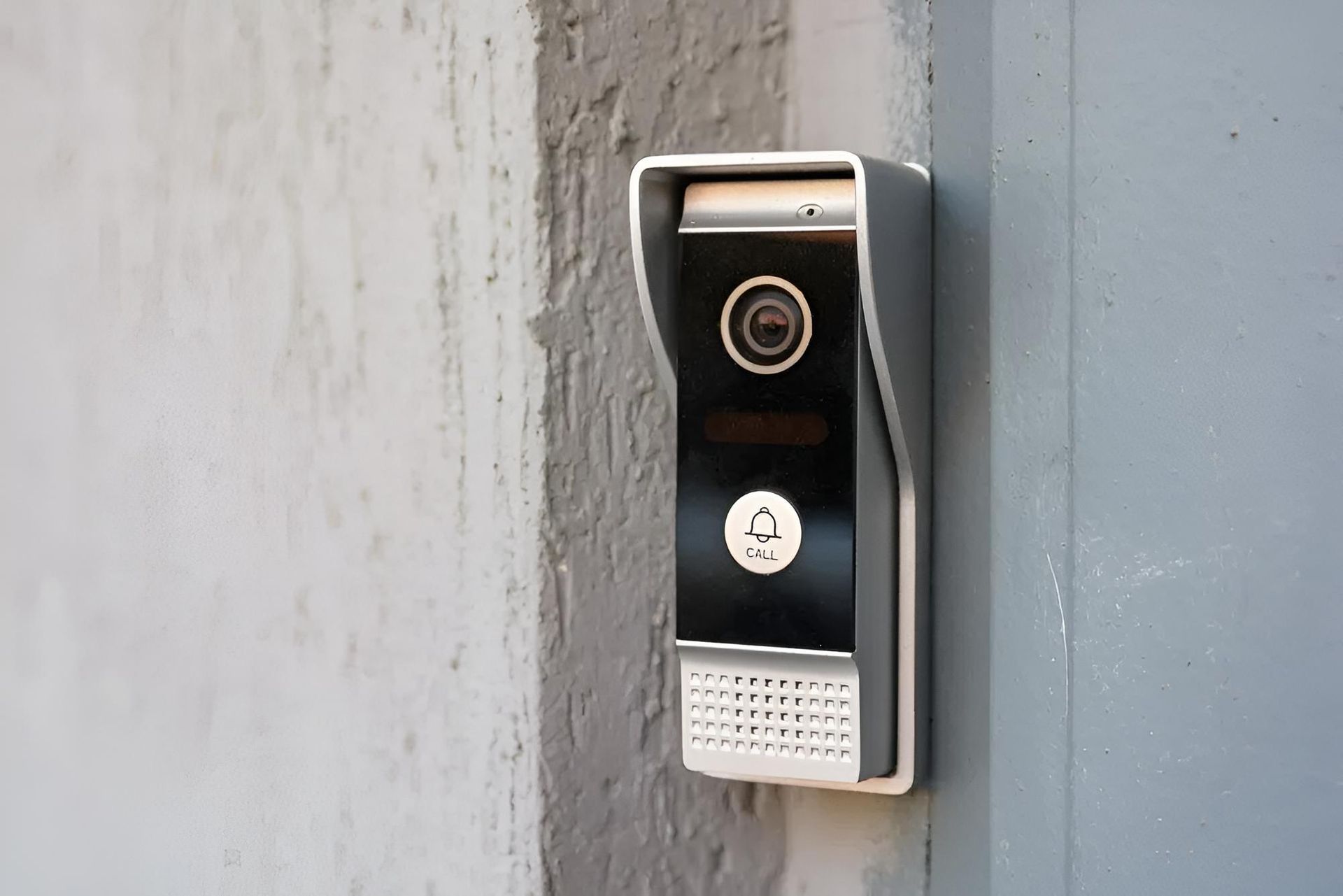 Modern Intercom With a Camera on a Gray Wall — X-Mod Security In Landsborough, QLD
