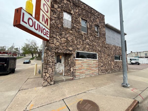 Stone-clad building with 