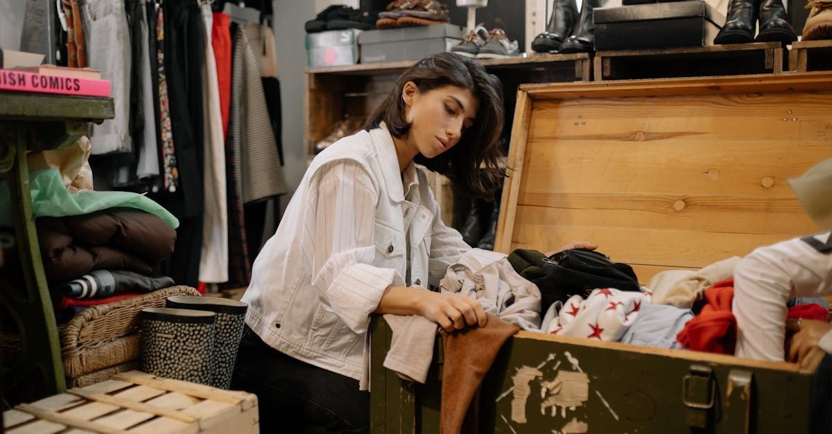 A girl shopping at a thrift store.