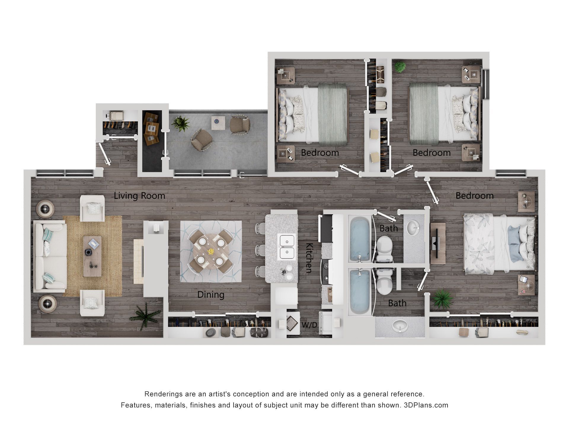 3 Bedroom/ 2 Bathroom 1,165 Sq Ft