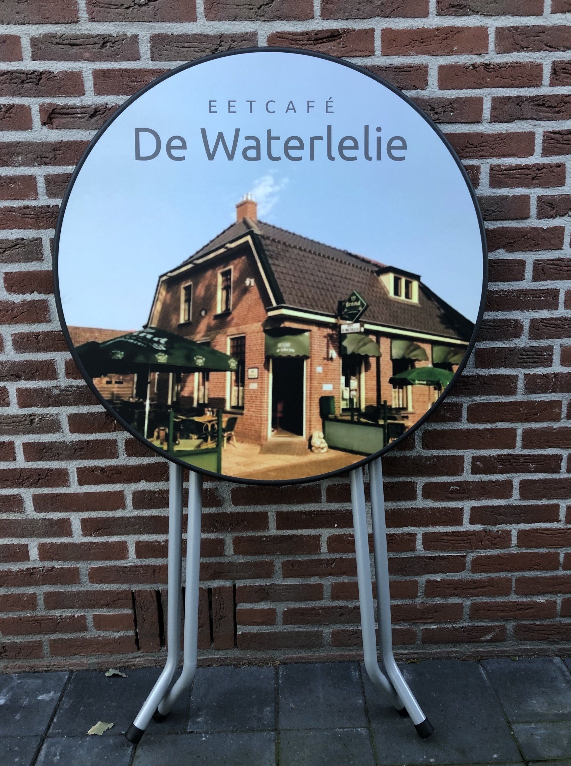 Eetcafe de waterlelie sta tafel, statafel, sta tafel met opdruk