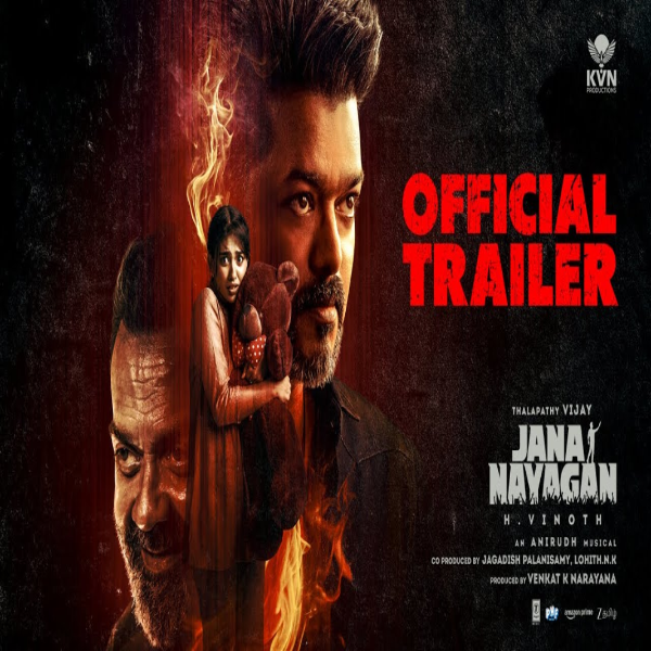 Official trailer poster with a man’s face, fiery orange glow, and bold red text on a dark background