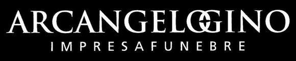 Logo dell'impresa di pompe funebri Arcangelo Gino. Testo bianco su sfondo nero.
