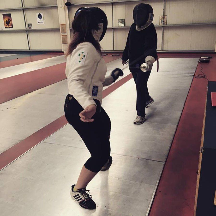 two fencers practicing