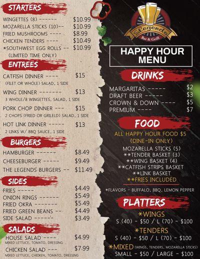 Legends Bar & Grill - Loganville, GA Restaurant, Menu + Delivery