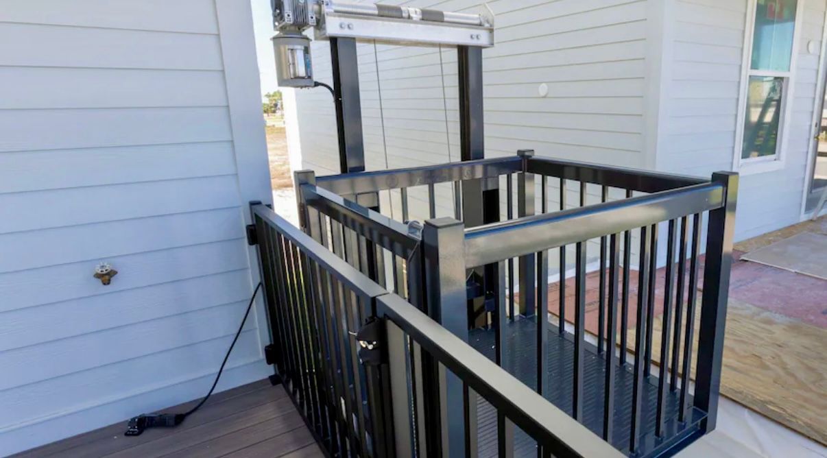 Outdoor Lift for Wheelchair users at handicap accessible beach vacation rental Rest Ashore in Gulf Shores, Alabama