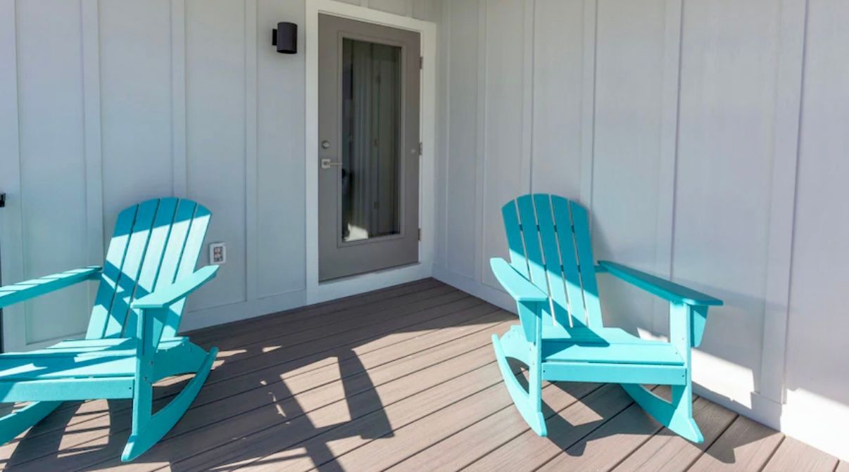 Balcony with adirondack chairs