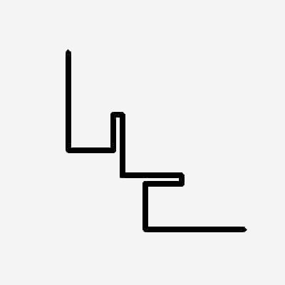 Black line drawing resembling a set of stairs or steps.