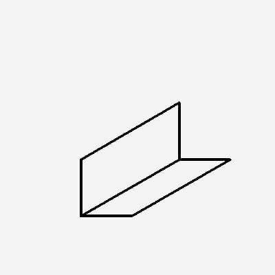 Right-angle metal piece; one side extends horizontally, the other vertically.