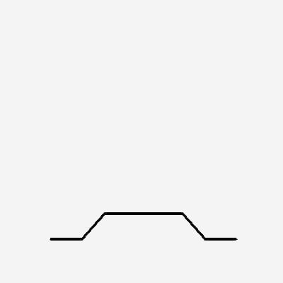A horizontal line with a raised central section, like a small hill.