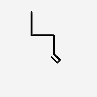 Black line drawing of a bent, angled pipe shape.