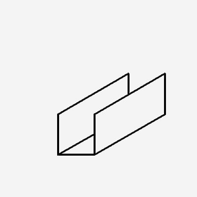 U-shaped metal beam profile, viewed from a slightly angled perspective.