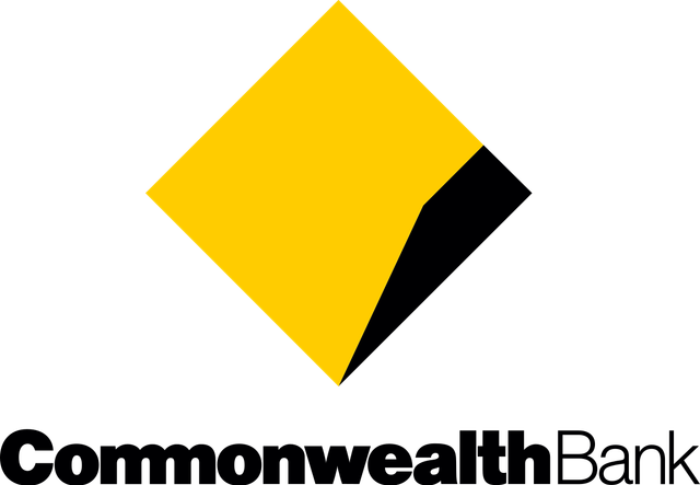 The logo for the commonwealth bank is yellow and black