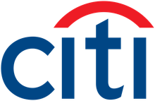 A blue and red logo for citi bank