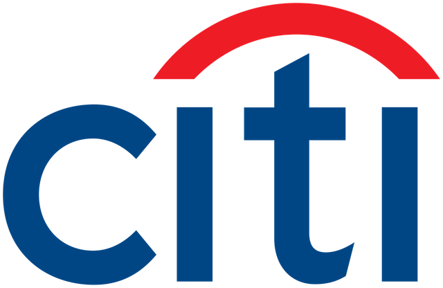 A blue and red logo for citi bank