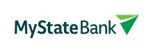 The logo for my state bank with a green arrow.
