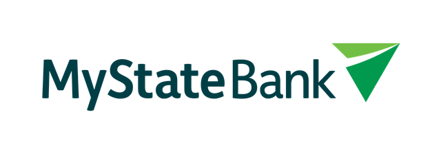 The logo for my state bank with a green arrow.
