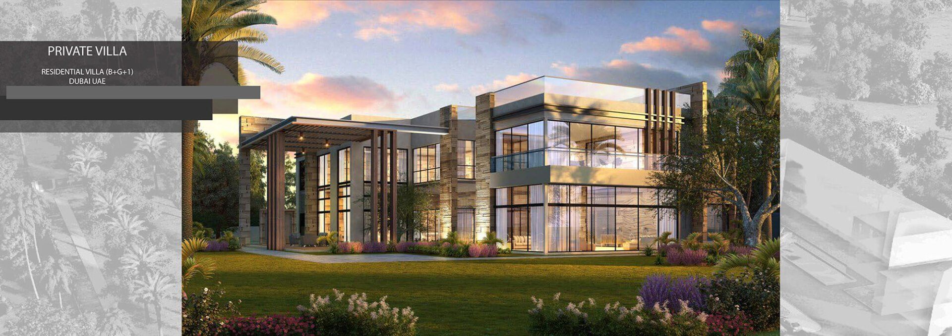 Modern house with large windows set in a grassy landscape.