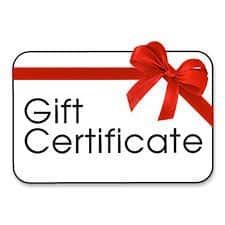 A gift certificate with a red bow on it.