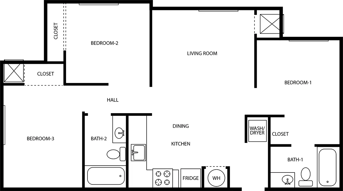 A black and white floor plan of a house.