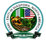 Logo: Nigerian flag, American flag, crops, text