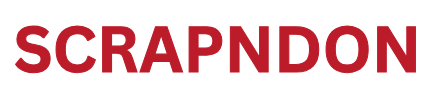 The word Scrapndon
 is written in red on a white background