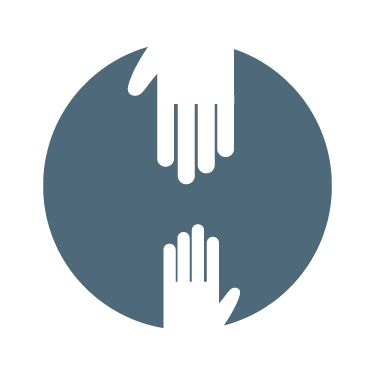 blue circle icon with hands