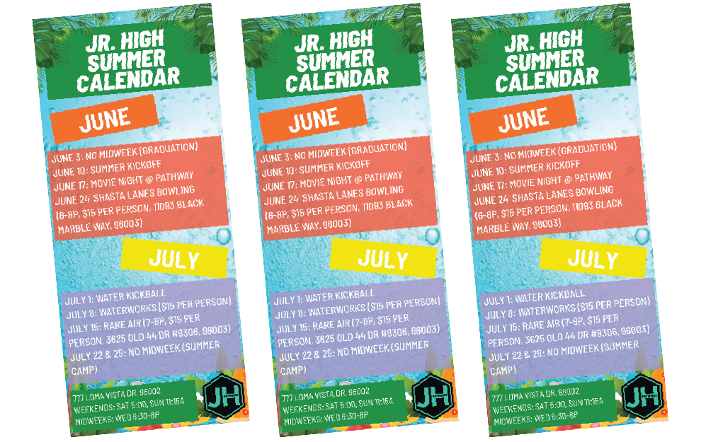 image of junior high calendars