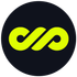 Yellow infinity-loop design inside a black circle.