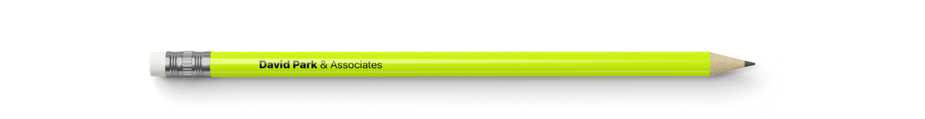Neon green pencil on a white background. It has a pencil eraser on one end. The pencil appears new.