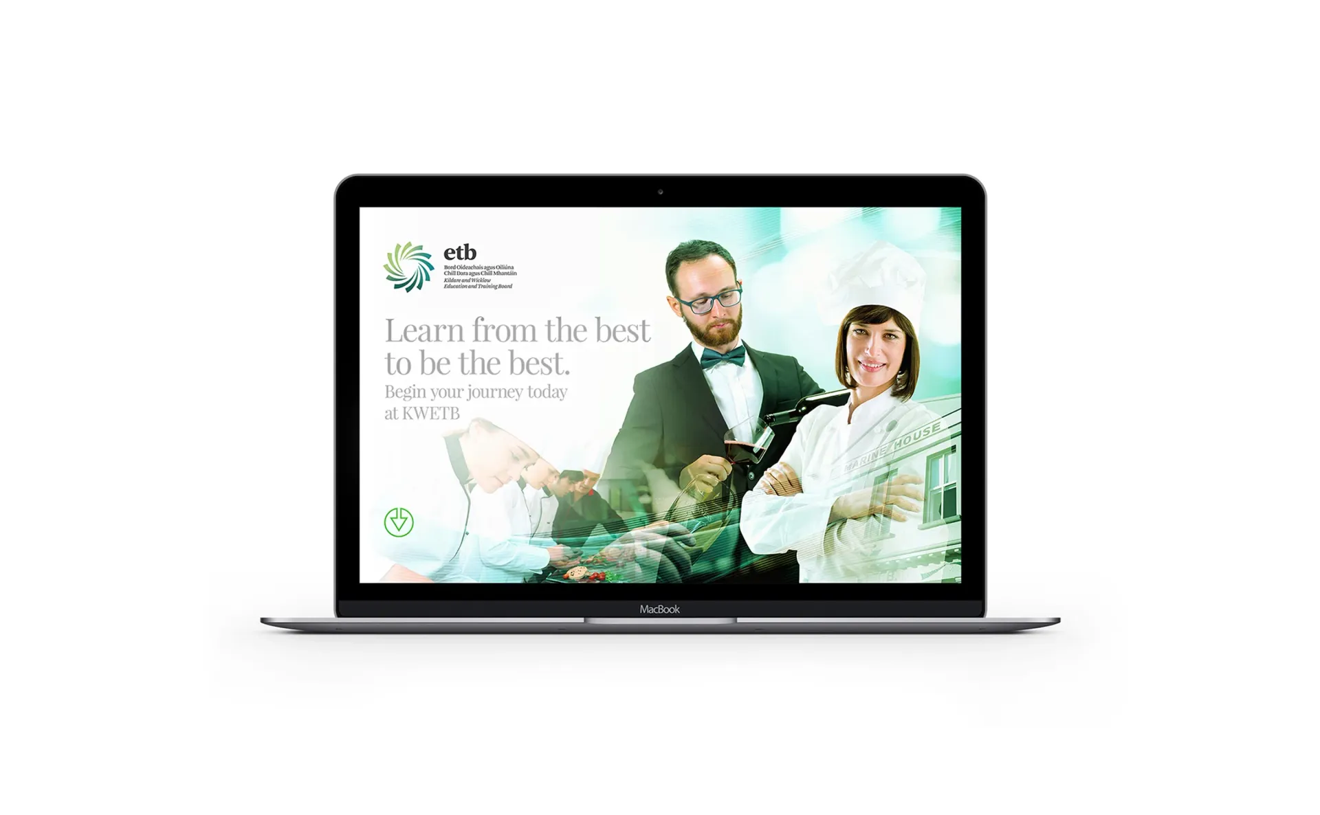 Laptop display: Logo and text 