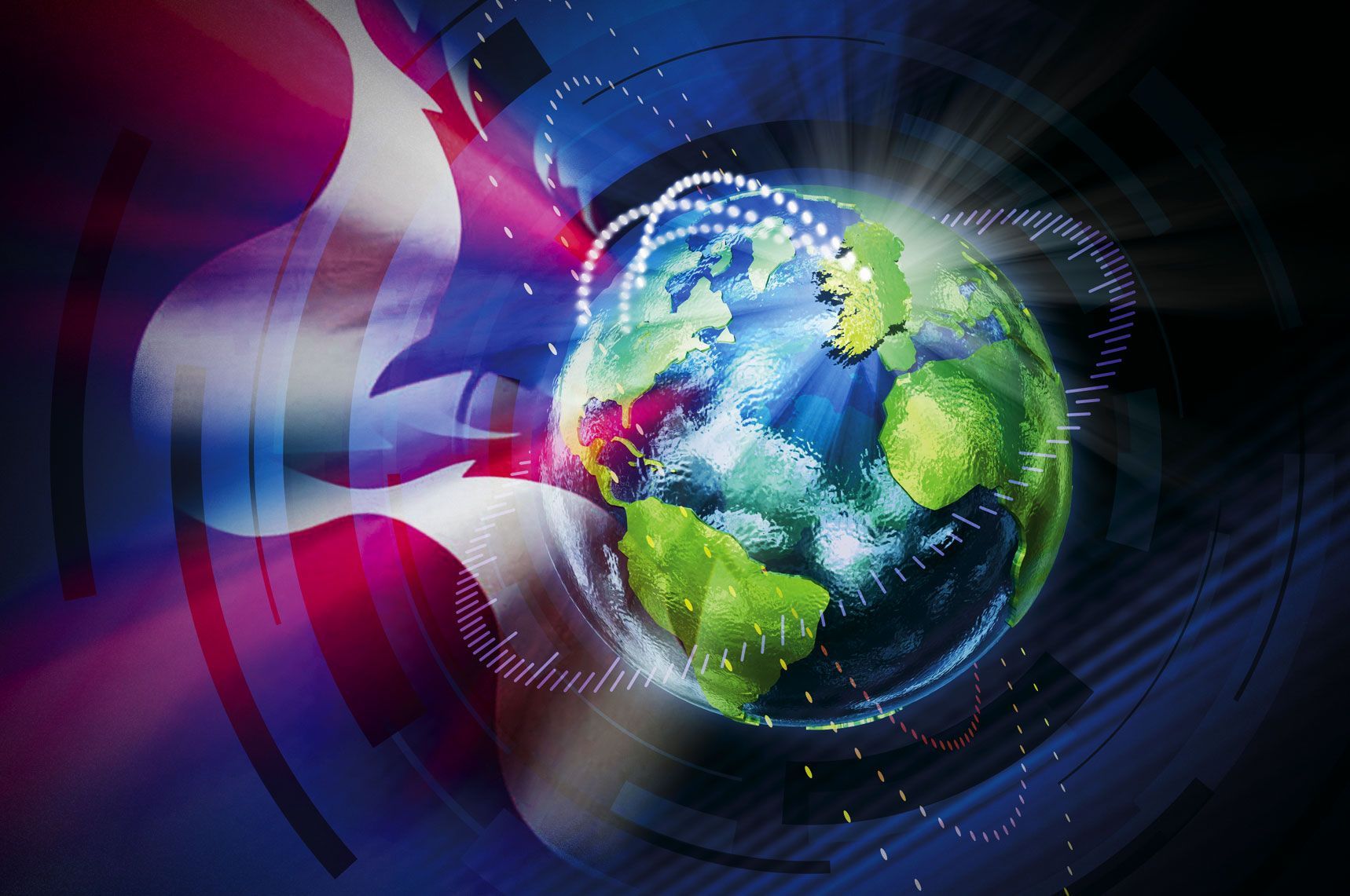 A line of dark vans with logos driving on a road under a cloudy sky.