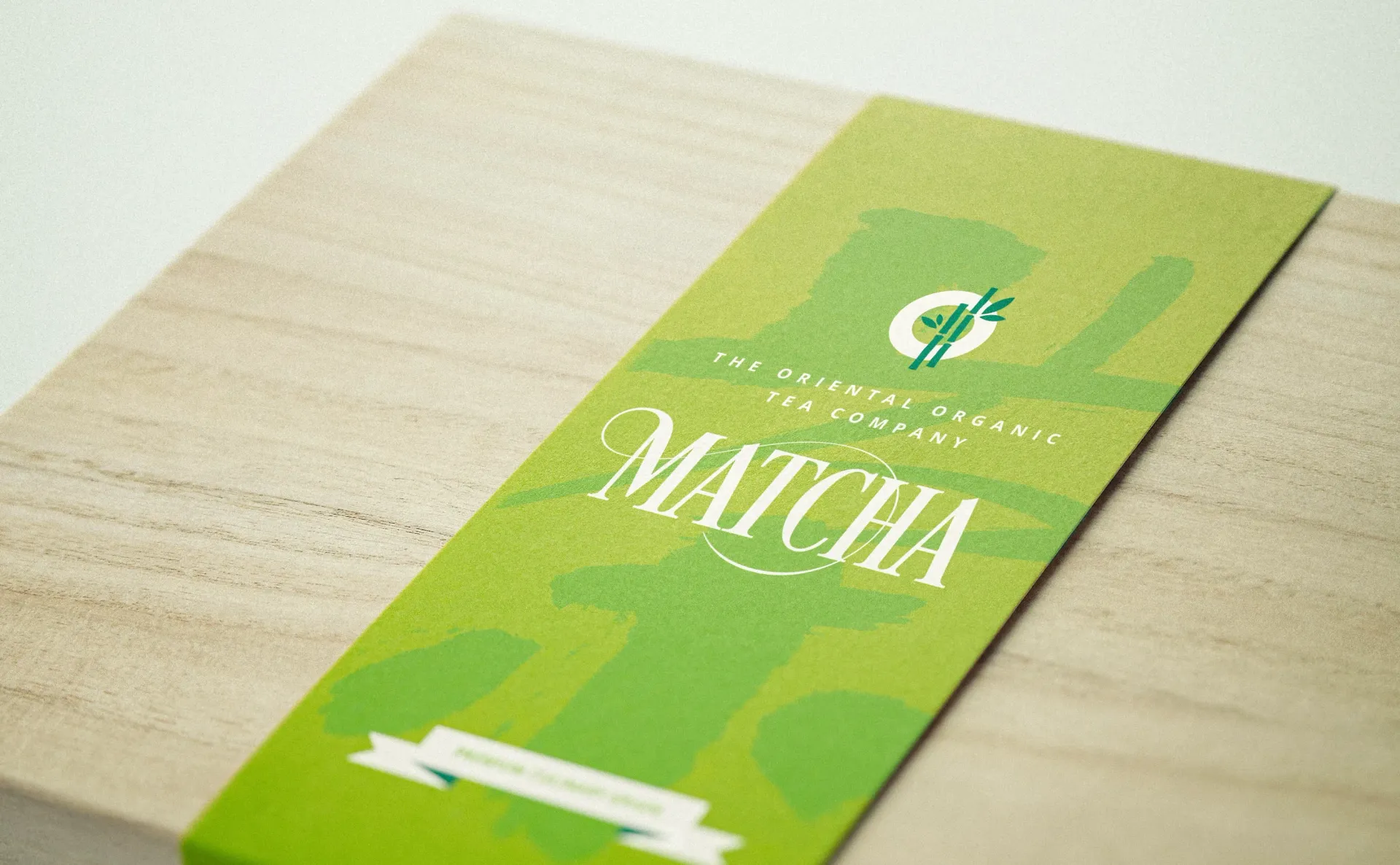 Wooden box with green Matcha label.