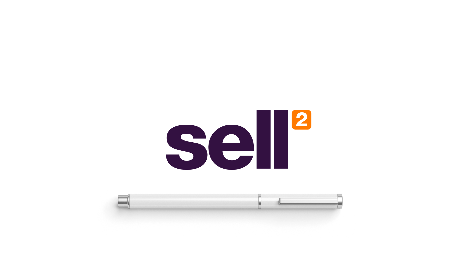 Logo for Sell2 in purple with a white pen underneath.