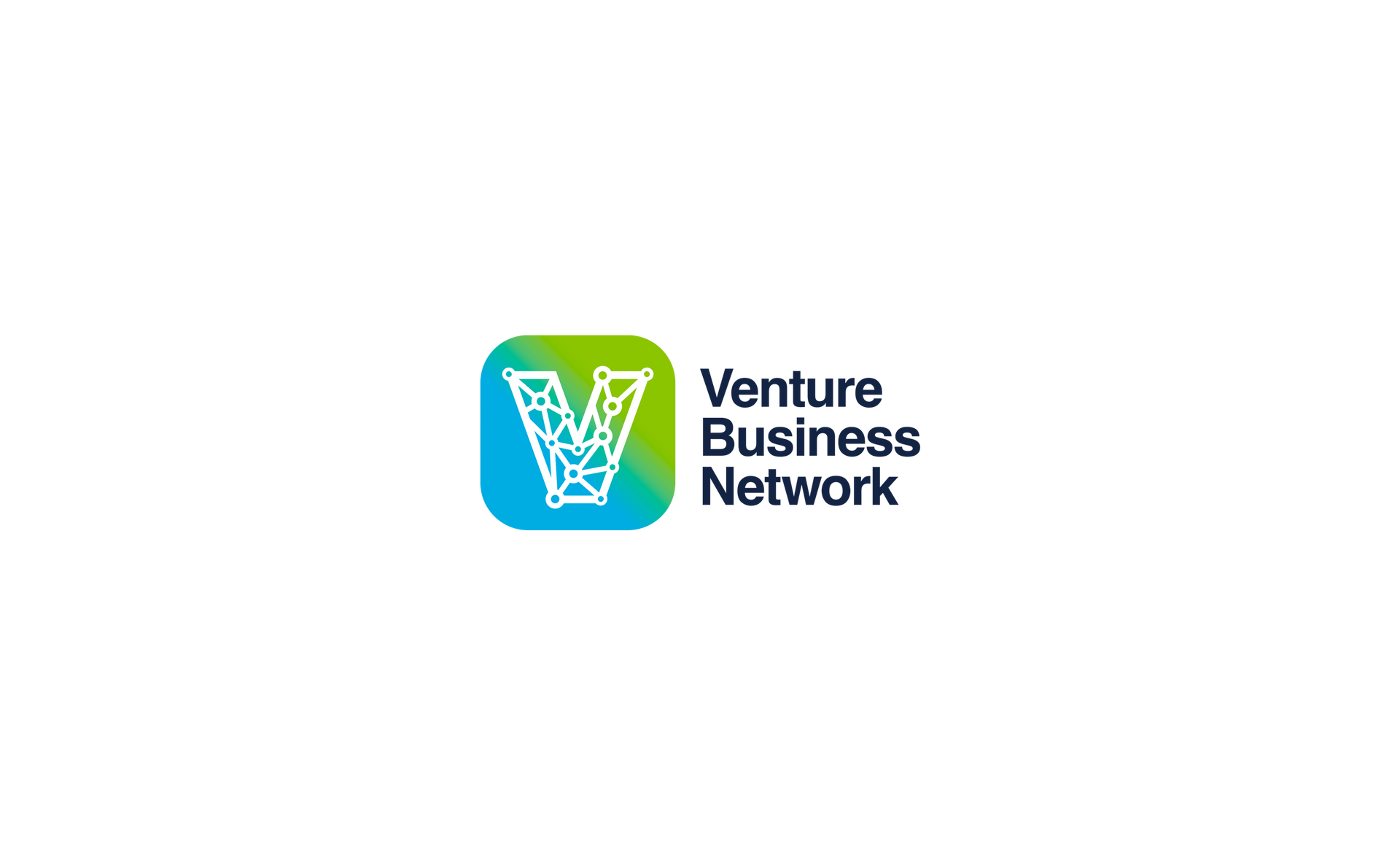 Logo for Venture Business Network: Blue and green square with the letter 