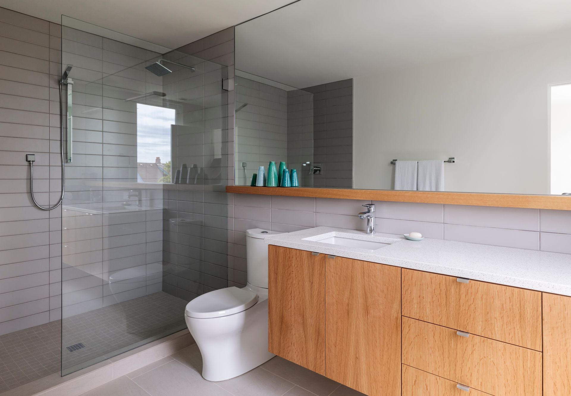 Bathroom with a glass shower.