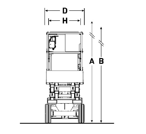 A Black And White Drawing Of A Scissor Lift With Measurements — B2B Hire In Garbutt, QLD